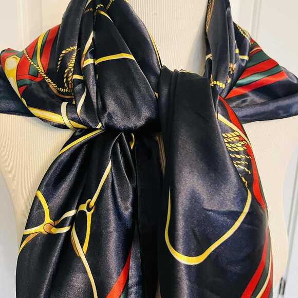 New Classic Equestrian Scarf — Faux Silk, 90×90 cm (Modern Chinese Design) - Picture 7 of 7